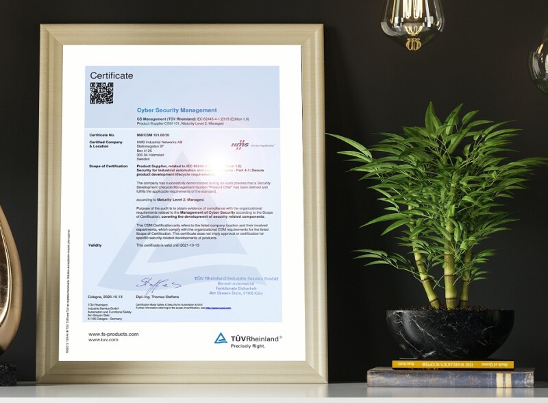 HMS Networks Becomes IEC 62443-4-1-Certified for Secure Product Development Lifecycle