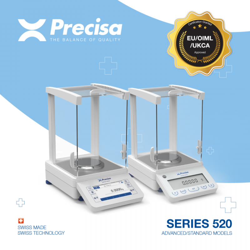 Precisa 520 PT and PB Balances Achieve EU/OIML/UKCA Approval