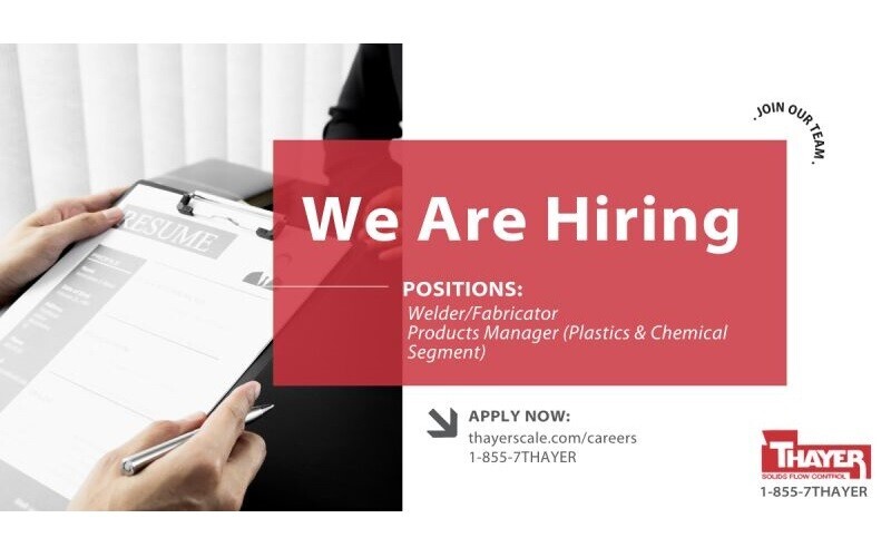 Job Offers by Thayer Scale-Hyer Industries, Inc.: Welder/Fabricator and Products Manager (Plastics & Chemical Segment)