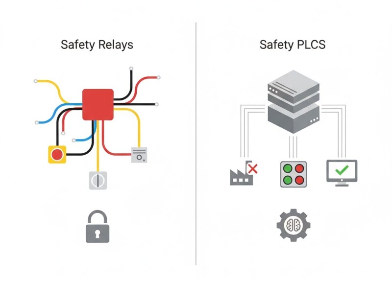 Safety PLCs vs Relays: When Each Makes Sense