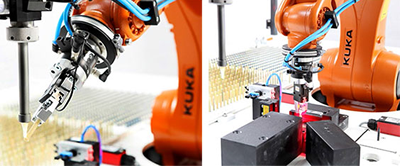 KR AGILUS Robot from KUKA bonds threaded bolts at WKT Kunststofftechnik GmbH 